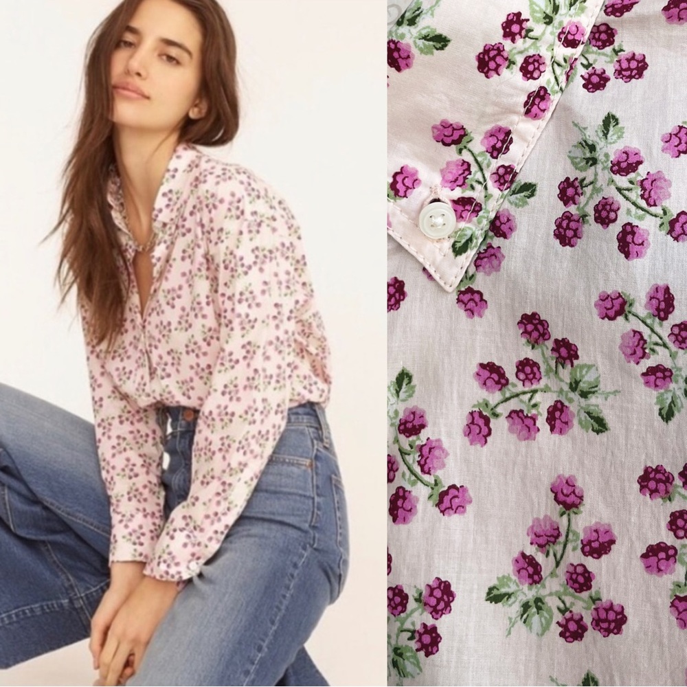 J. Crew Pink Floral Button-Down Shirt